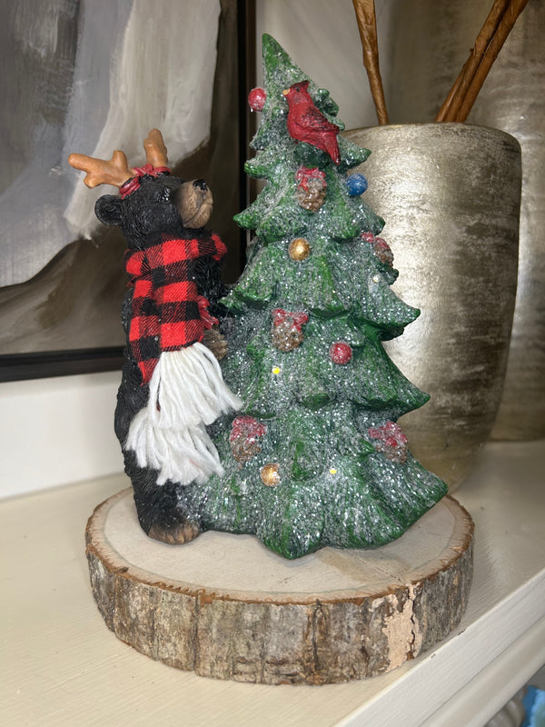 Christmas Bear with Light-up Tree