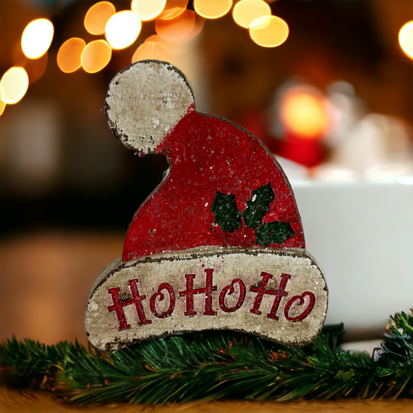 Hohoho Frosted Santa Hat Sign