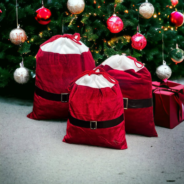 3 Pcs Velvet Santa Bag Set
