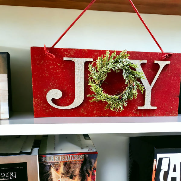 Joy With Wreath Sign
