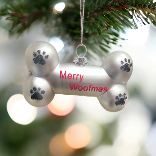 Merry Woofmas Dog Bone Ornament
