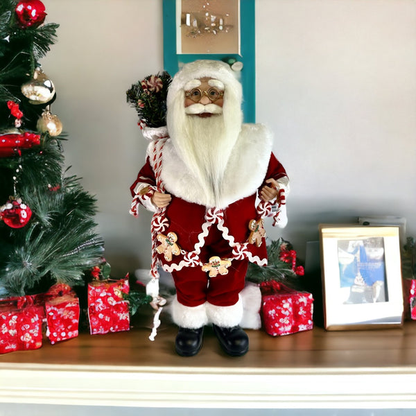 Santa With Gingerbread Garland