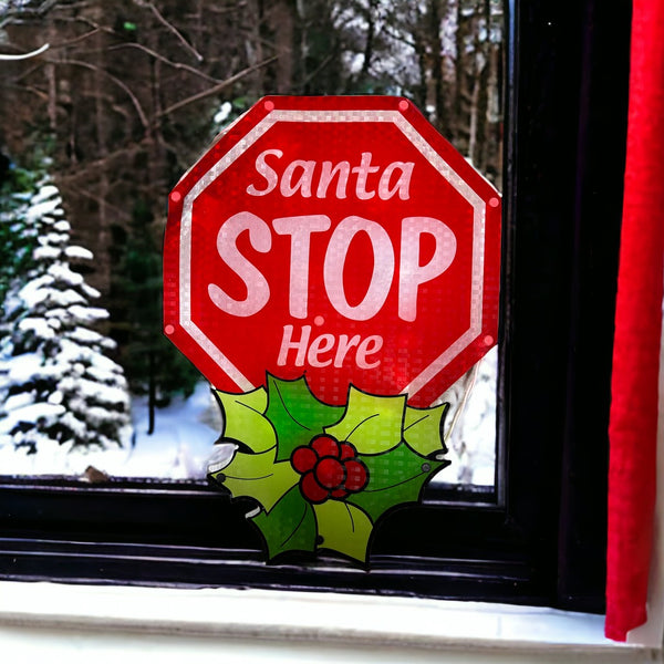 Lighted Santa Stop Here Sign